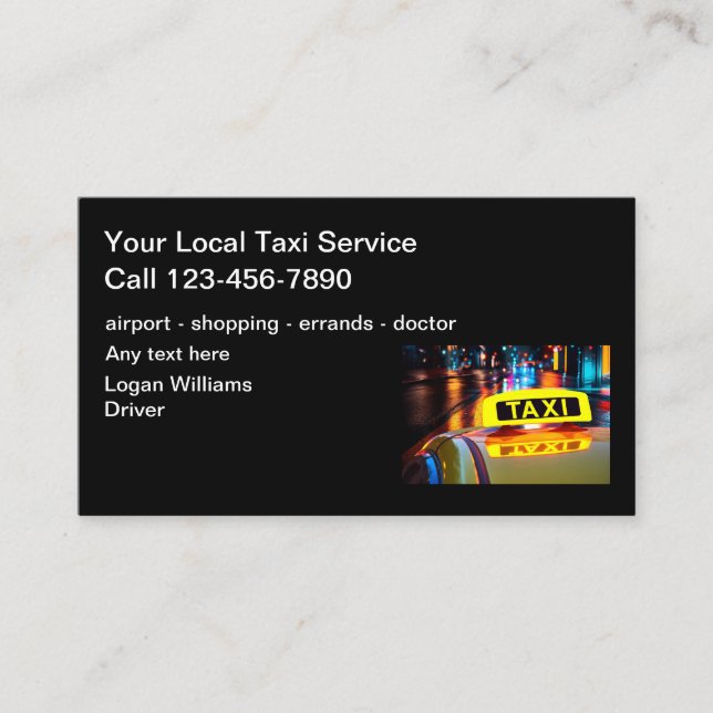 Tarjeta De Visita Cartas de negocios de taxi Diseño sencillo y moder (Anverso)