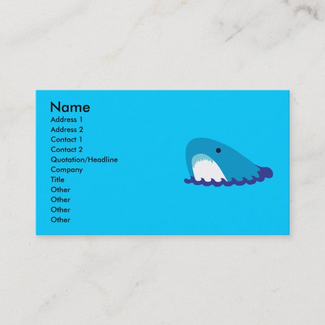 Tarjeta De Visita Cartas de negocios de tiburón (Anverso)