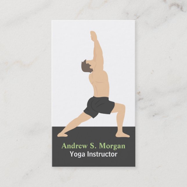 Tarjeta De Visita Cartas de negocios de yoga para entrenador masculi (Anverso)