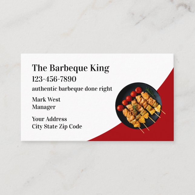 Tarjeta De Visita Cartas de negocios en el restaurante Barbeque (Anverso)