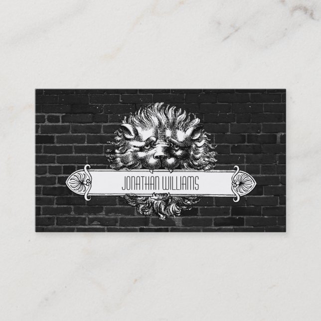 Tarjeta De Visita Cartas de negocios únicas de león blanco y negro (Anverso)