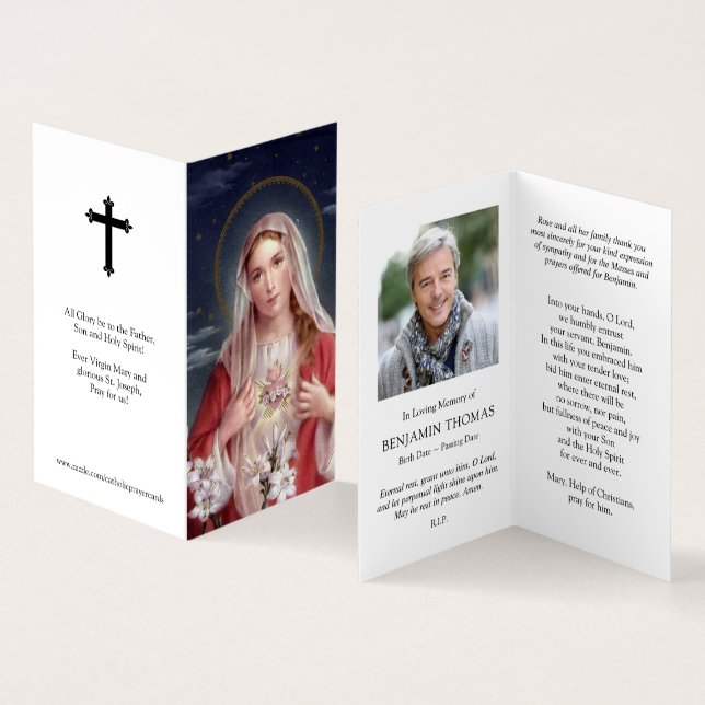 Tarjeta De Visita Cartas de oración católicas | Heart Mary (Interior y exterior)