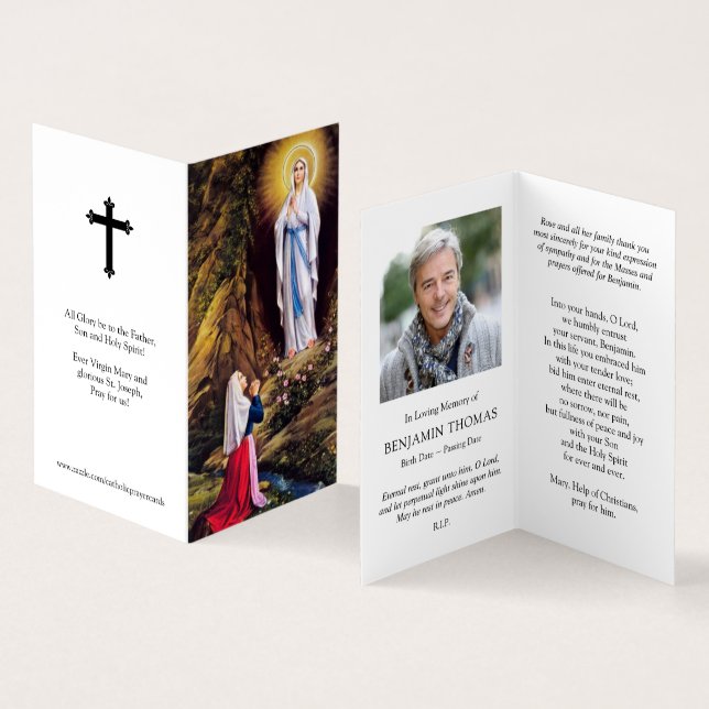 Tarjeta De Visita Cartas de oración católicas | Nuestra Señora Lourd (Interior y exterior)