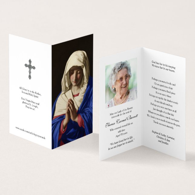 Tarjeta De Visita Cartas de oración católicas | Virgen en la oración (Interior y exterior)