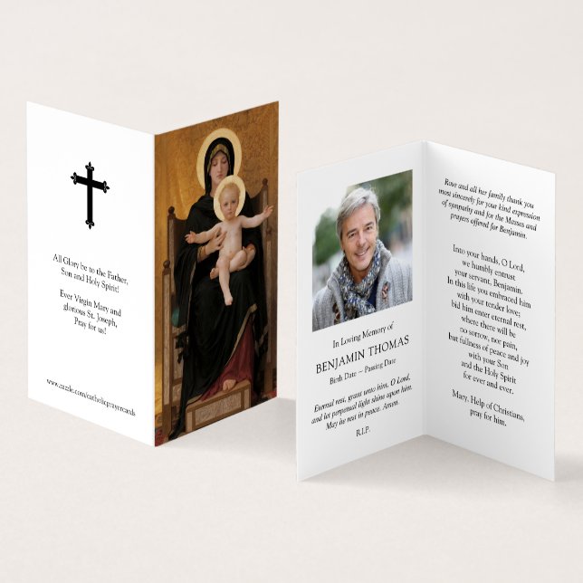 Tarjeta De Visita Cartas de oración católicas | Vírgenes y niños (Interior y exterior)