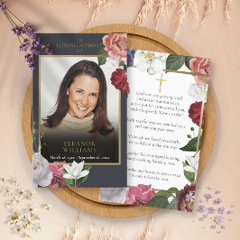 Tarjeta De Visita Cartas de oración de fotos florales conmemorativas