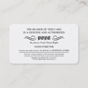 Tarjeta De Visita Cartas de Papa de Discordia