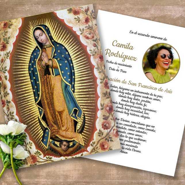 Tarjeta De Visita Cartas de simpatía de la oración española de Guada (catholic, religious, celebration of life, in loving memory of, prayer cards for bereavement)