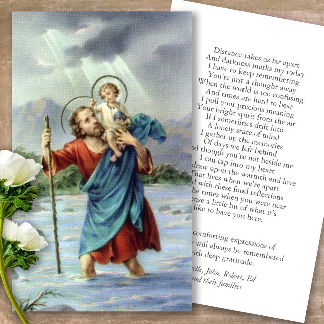 Tarjeta De Visita Cartas de solidaridad conmemorativas de St Christo (catholic, religious, celebration of life, in loving memory of, prayer cards for bereavement)