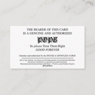 Tarjeta De Visita Cartas del Papa Discordiano