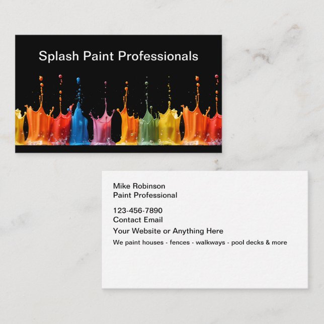 Tarjeta De Visita Cartas profesionales de negocios de pintura en cas (Anverso / Reverso)