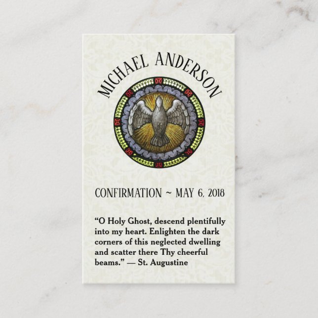 Tarjeta De Visita Cartas sagradas de vidrio manchado de confirmación (Anverso)