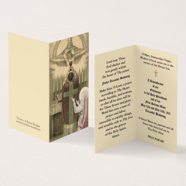 Tarjeta De Visita Cartas sagradas del aniversario de la Ordenación d (Interior y exterior)