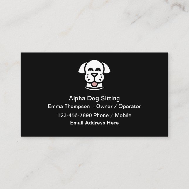 Tarjeta De Visita Cartas simples de negocios para perros sentados (Anverso)