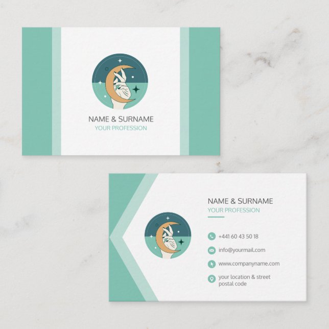 Tarjeta De Visita Carte de la visita égante turquesa pastel  (Anverso / Reverso)