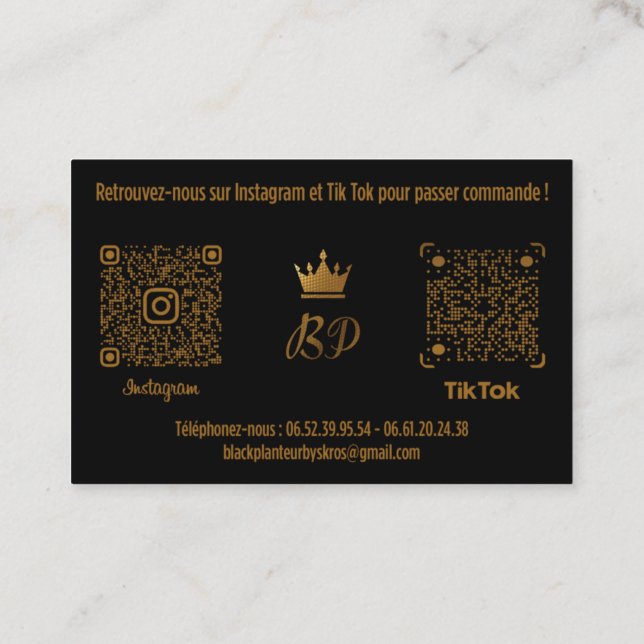 Tarjeta De Visita Carte de Visite BLALCK PLANTEUR V1 (Reverso)