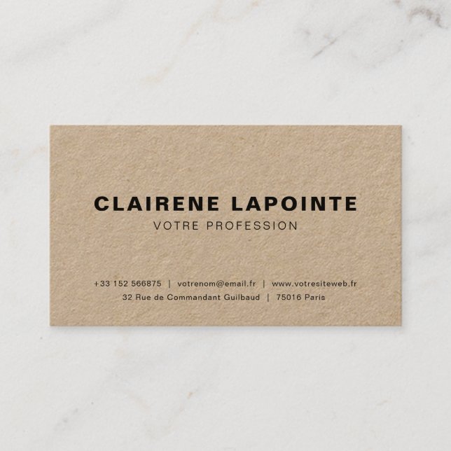 Tarjeta De Visita Carte de visite élégante modèle (Anverso)