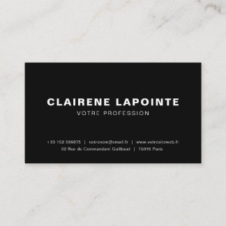 Tarjeta De Visita Carte de visite élégante noir et blanc modèle