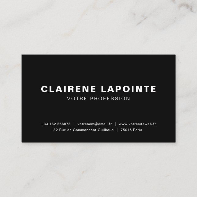 Tarjeta De Visita Carte de visite élégante noir et blanc modèle (Anverso)
