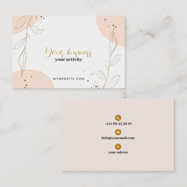 Tarjeta De Visita Carte de visite élégante rose pastel et or (Anverso / Reverso)