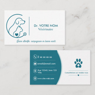 Tarjeta De Visita Carte de visite vétérinaire moderne personnalisée