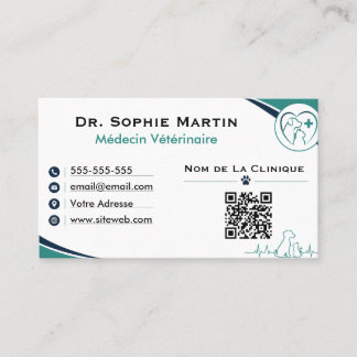 Tarjeta De Visita Carte de Visite Vétérinaire Moderne Personnalisée