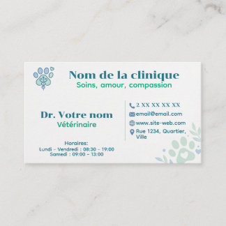 Tarjeta De Visita Carte de visite vétérinaire personnalisée