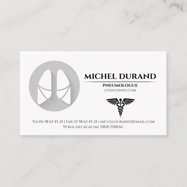 Tarjeta De Visita Cartes de visite Médicales pneumologue (Anverso)