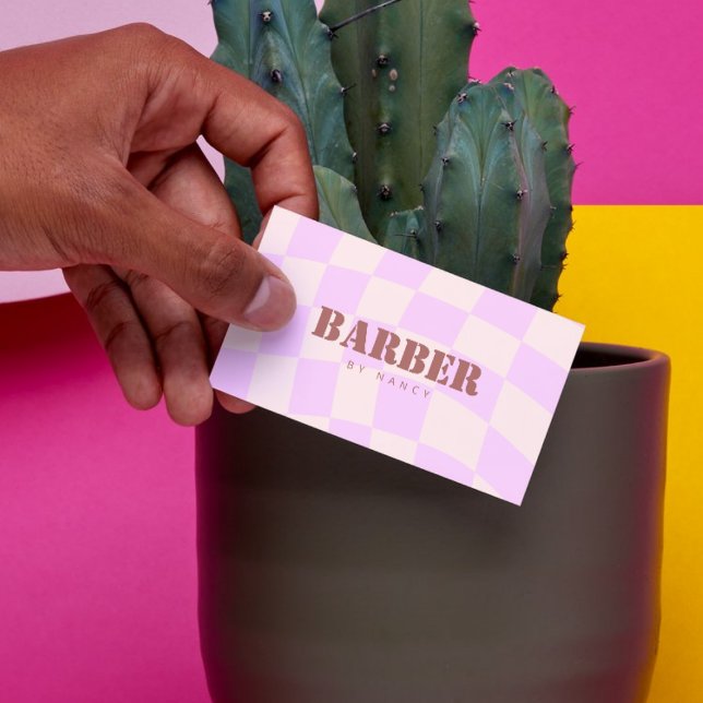 Tarjeta De Visita Cartón de control retro Barberos Swirl Pink (Subido por el creador)