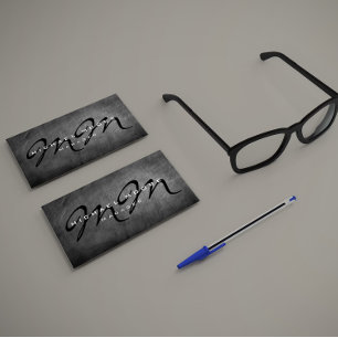 Tarjeta De Visita Cartón gris de dos lados negrita Monograma Minimal