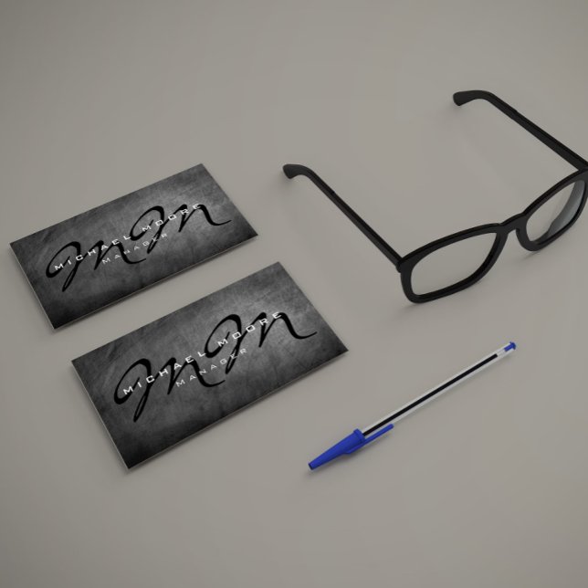 Tarjeta De Visita Cartón gris de dos lados negrita Monograma Minimal (Subido por el creador)