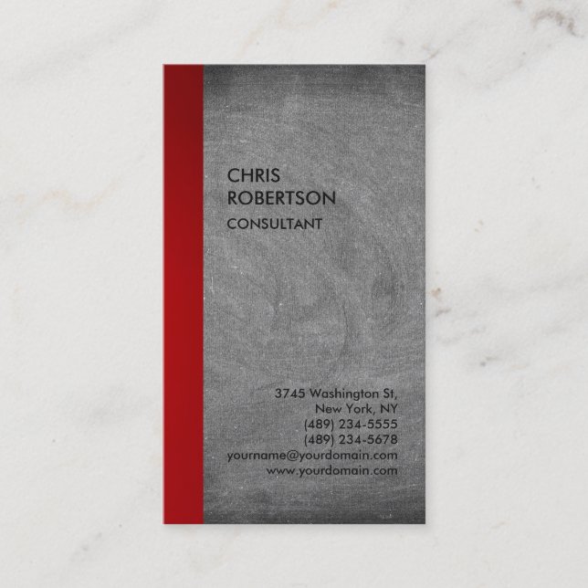 Tarjeta De Visita Cartón gris rojo especial exclusivo moderno (Anverso)