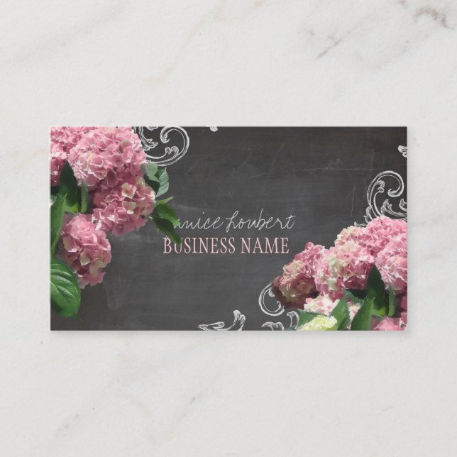 Tarjeta De Visita Cartucho pixDezines+Hidrangea rosa (Anverso)