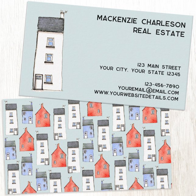 Tarjeta De Visita Casa de acuarela (Watercolor house business card for real estate agent, builder, home renovations and more)