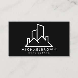 Tarjeta De Visita Casa de alquiler negro con techo de propiedades
