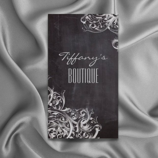 Tarjeta De Visita casa de campo chalkboard french país monogramado (farmhouse chalkboard french country monogrammed business card)