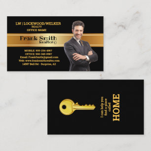 Tarjeta De Visita Casa de claves del tema del oro y negro de Realtor