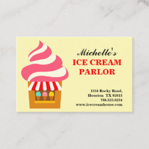Tarjeta De Visita Casa de Crema de Hielo Blanco Rojo Rosa Amarillo