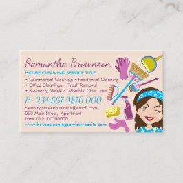 Tarjeta De Visita Casa de dibujos animados de señora de limpieza ros