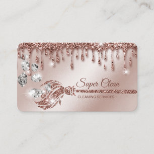 Tarjeta De Visita Casa de limpieza de doncellas diamantes de oro de