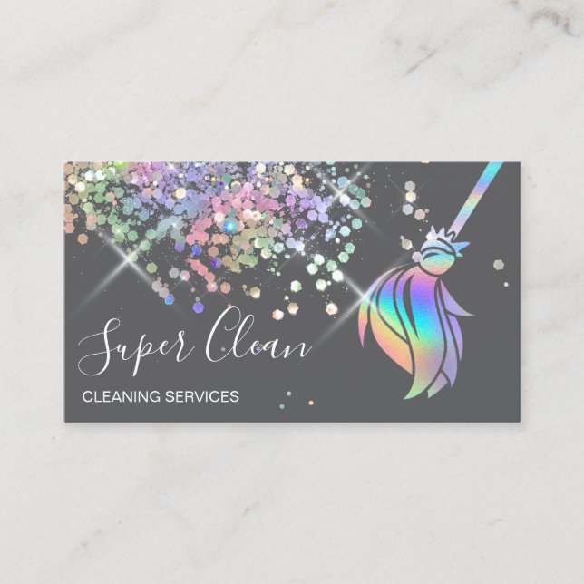Tarjeta De Visita Casa de limpieza de empleadas domésticas Holograma (Anverso)