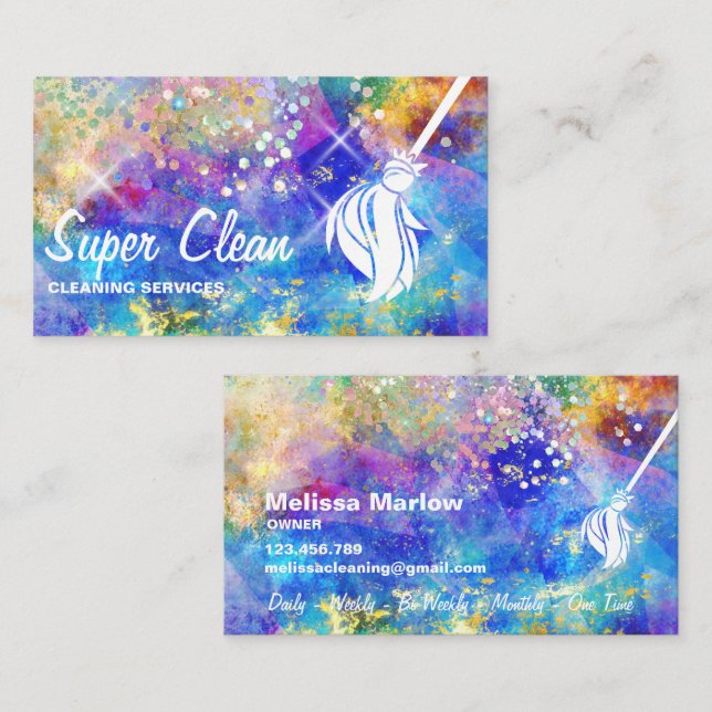 Tarjeta De Visita Casa de limpieza de empleadas domésticas Holograma (Anverso / Reverso)