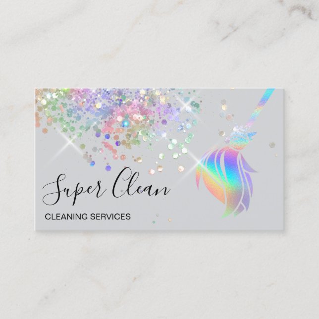 Tarjeta De Visita Casa de limpieza de empleadas domésticas Holograma (Anverso)