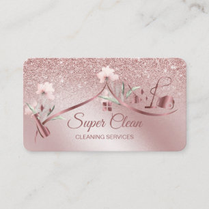 Tarjeta De Visita Casa de limpieza de empleadas domésticas rosa espu