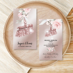 Tarjeta De Visita Casa de limpieza de maestría Sparkling Gold Floral