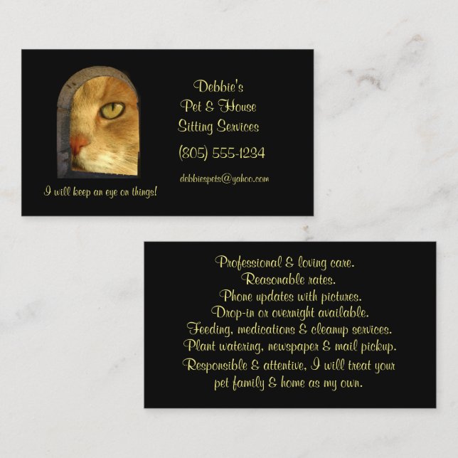 Tarjeta De Visita Casa de negocios y Mascota con servicio de comidas (Anverso / Reverso)