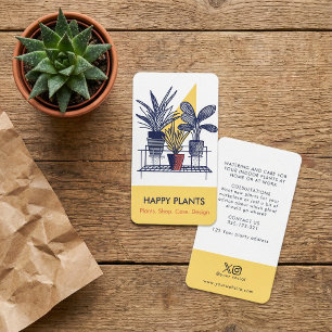 Tarjeta De Visita Casa de Plantas Modernas de Mitad de Siglo Amarill