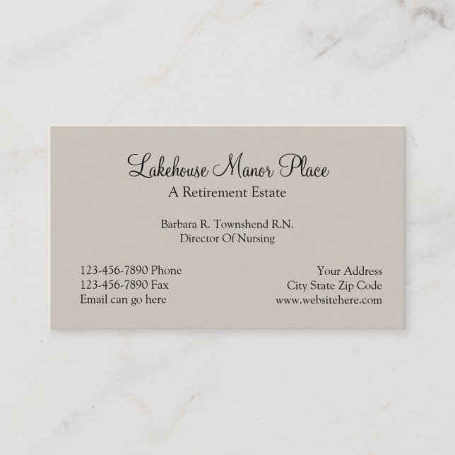 Tarjeta De Visita Casa de retiro (Anverso)