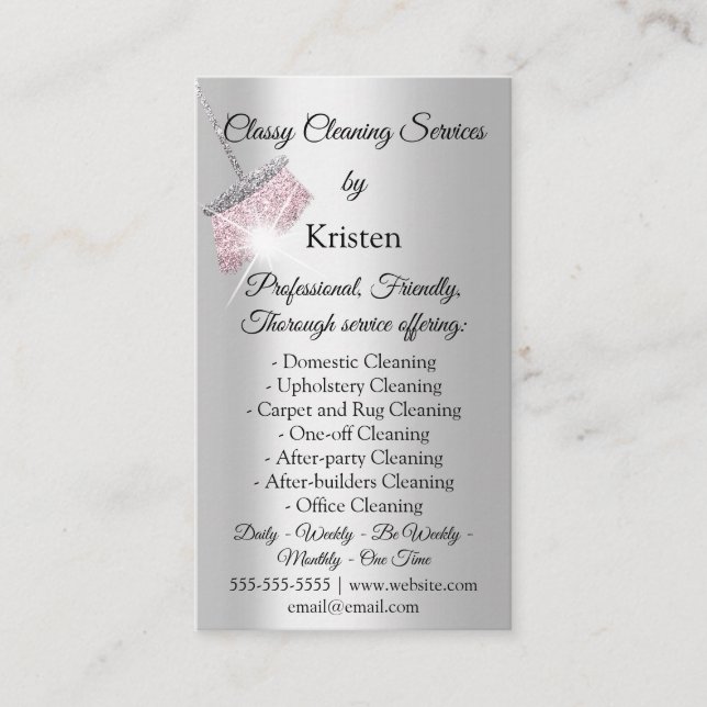 Tarjeta De Visita Casa de servicios de limpieza de clase que mantien (Anverso)