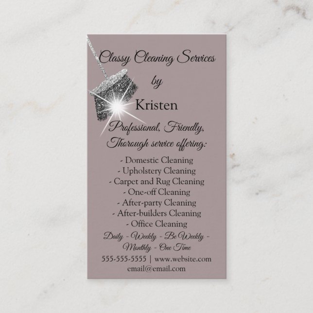 Tarjeta De Visita Casa de servicios de limpieza de clase que mantien (Anverso)